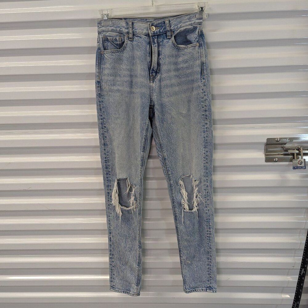 American Eagle Size 00 Long Distressed‎ Mom Jeans 90s Inspired Grunge Festival